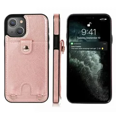 【新品】 iPhone 13 6.1 (2021) スマホケース Cavor 肩掛け 首かけ 斜めがけ ショルダー 縄掛け PUレザー カード収納 手帳型 カバー 背面ポケット Qi充電対応 携帯ストラップ付き 調整可能 紛失防止 落下保護 滑り止め 多機能【