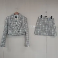 ザラ ツイード クロップド ジャケット スカート セットアップ