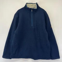 古着 オービス ORVIS ニット ハーフジップ プルオーバー トレーナー 袖タグロゴ ボアライナー 厚手 M  ネイビー系 メンズのサムネイル