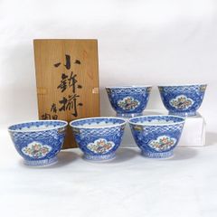どんぶり】美濃 三洋陶器龍峰窯 花風流染付ねじり祥瑞 丼5個セット未