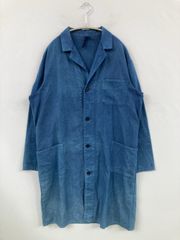 極上インクブルーフレンチワークコート ヘリンボーンショップコート XL