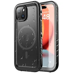 【新品】 SPORTLINK iPhone 15 Plus 用 防水ケース iPhone 15 Plus MagSafe 用 ケース 完全防水 IP68防水等級 マグネット搭載 MagSafe対応 防雪 防塵 耐衝撃 360°全面保護 QI充電 フェイスID 
