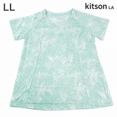 kitson LA 半袖Tシャツ LL ブルー リーフ柄 吸水速乾 接触冷感 UVカット 抗菌防臭 タグ付き新品 DEC-0225のサムネイル