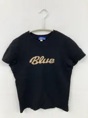 BURBERRY BLUE LABEL バーバリーブルーレーベル ニット/セーター M ブラック ウール・ニット 前面プリント ブランドロゴ ショート丈 半袖 クルーネック(丸首) レディース