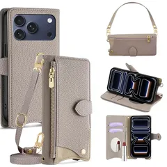 【新品】 手帳型 ケース 革 レザー for iPhone 17 Pro ショルダー スマホケース スマートフォンケース 対応 アイフォン
