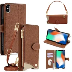 【新品】 手帳型 ケース 革 レザー for iPhone X/iPhone XS ショルダー スマホケース スマートフォンケース 対応 アイフォン