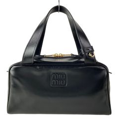 最終お値下げ miu miu レザーボーバック ラージ カーフレザーブラック 