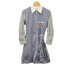 Louis Vuitton さわやかブルー×白のストライプシャツワンピース 38