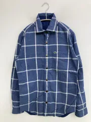 LACOSTE ラコステ シャツ/ブラウス S/M ブルー コットン 無地 チェック柄 ワンポイント ブランドロゴ 長袖 レギュラーカラー ミドル丈 メンズ