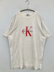 Calvin Klein Jeans カルバンクラインジーンズ Tシャツ/カットソー L ホワイト 前面プリント ブランドロゴ バックプリント ワンポイント ミドル丈 半袖 クルーネック(丸首) メンズ レディース