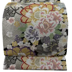 【美品】 袋帯 秀品 桜 刺繍 金糸 銀色 六通 正絹 【中古】