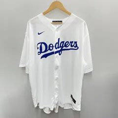 【中古】NIKE MLB ドジャース レプリカユニフォーム 大谷翔平 サイン刺繍 サイズXXL 白[91]