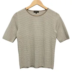 PaulStuart(ポールスチュアート) 半袖カットソー サイズ6 M レディース美品  - ライトブラウン×白 ボーダー/クルーネックのサムネイル