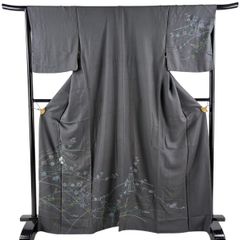 正絹 訪問着 紅葉柄 袷 着物 ブルーグレー 灰青 秋柄 70cm 158 - メルカリ