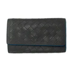 BOTTEGA VENETA(ボッテガヴェネタ) キーケース - ダークグレー×ブルー イントレチャート×6連キーホルダー レザーのサムネイル