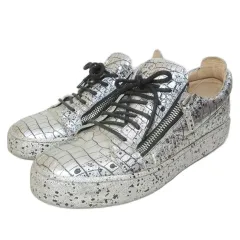 ジュゼッペザノッティデザイン GIUSEPPE ZANOTTI DESIGN Frankie Kaleido ダブルジップ スニーカー 型押し ローカット シューズ 靴 42 約27cm シルバーカラー /Xのサムネイル