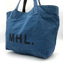 マーガレットハウエル MHL. エムエイチエル トートバッグ キャンバス ブルー 青 大容量 ロゴ 中古のサムネイル