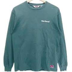 BEN DAVIS ベンデイビス 長袖 Tシャツ M グリーン バックプリント ロンT ワンポイント ロゴT ストリート アメカジ クルーネック コットン メンズ 古着 カジュアル サンフランシスコ ビッグプリント 人気 定番 春 秋 冬 USAデザイン
