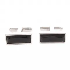 スワロフスキー SWAROVSKI 美品 カフスボタン ストーン 黒 ブラック シルバーカラー /MG