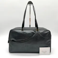美品◎Christian Dior クリスチャンディオール トロッター柄 レザー トートバッグ ショルダーバッグ 肩掛け鞄 ブラック 黒