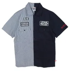 PUNK DRUNKERS パンクドランカーズ STAR スター ワッペン バイカラー 切替 ワーク 半袖 シャツ ブラック系 L【中古】のサムネイル