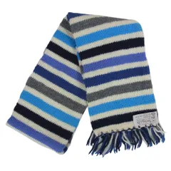 INVERALLAN インバーアラン 茶タグ ウール ボーダー マフラー ブルー系【中古】のサムネイル