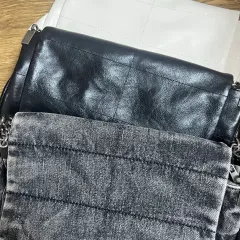 3個まとめ ザラ ROCK フラップ ショルダーバッグ チェーン ユナバッグ ZARA ブラックデニム/ブラック/アイボリー