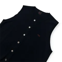 Papas パパス 前ボタン ウールニット ベスト サイズ L /ブラック/ミニ刺繍入りのサムネイル