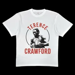 オリジナル ビッグプリント Tシャツ 5.6オンス ミディアムウエイト Ring General TERENCE CRAWFORD テレンスクロフォード ボクシング 史上初 3階級4団体統一世界チャンピオン 白 ホワイト XS(SS) S M L XL(LL)のサムネイル