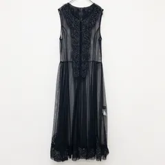 HIROKO KOSHINO ヒロココシノ シアーワンピース ガウン ロングジレ ポリエステル ブラック 日本製 レディース 38 b01417のサムネイル