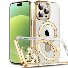 新品 MuZiF iPhone 14 Pro Max 用 ケース MagSafe対応 リング付き クリア メッキ加工 カバー 車載ホルダー対応 多機能 レンズ保護 薄型軽量 耐衝撃構造 透明柔らかいTPU アイフォン14 プロマックス 磁気カバー クリアケース