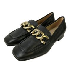 美品✨セルジオロッシ チェーンリングパンプスSI ROSSI 黒 革靴 22.5 