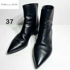 美品 PELLICO ペリーコ ポインテッドトゥ チャンキーヒール 本革 ショートブーツ 黒 37 (23.5)のサムネイル