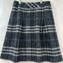 バーバリーロンドン メガチェック ツイードスカート ロング ノバチェック 大きいサイズ ウール ネイビー BURBERRY LONDON  B2436