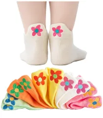 【人気商品】ソックス ソックス 女の子 くつした メッシュ 通気 ジュニア くるぶし 5足セット 刺 花柄 靴下 子供 キッズ 可愛い