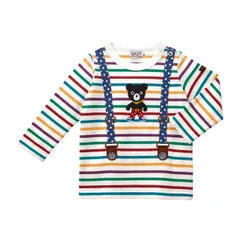 新品 [ミキハウス] ミキハウスダブルビー 長袖Tシャツ ボーダー くま 薄手 日本製 男の子 女の子 ベビー キッズ 子供服 63-5205-676 100cm マルチカラー