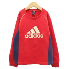 アディダス adidas トレーナー スウェット 140 クルーネック ロゴ 裏起毛 赤 レッド /AE ■GY06