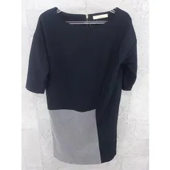 ◇ GALLARDAGALANTE ガリャルダガランテ バイカラー 七分袖 膝丈 ワンピース F ブラック グレー *  【1002796997785】のサムネイル