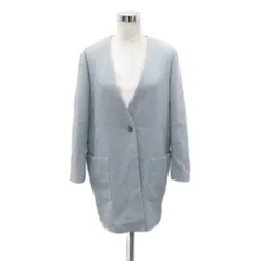 ザラ ベーシック ZARA BASIC ノーカラーコート スプリングコート ロング丈 L ライトブルー 水色 /SY7 ■GY61のサムネイル