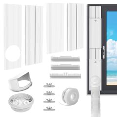 [Brand New] Window Duct Panels, Set of 4, Infinitely Adjustable Height (67-195cm), for Portable Air Conditioners/Spot Coolers, Suitable for Sliding Windows, Hung Windows, and Patio Doors, Rental-Friendly, No Tools Required, Easy Installation, Gap-Free, Rainproof, Includes Rail Clips, 13cm/15cm 5ba9cb33