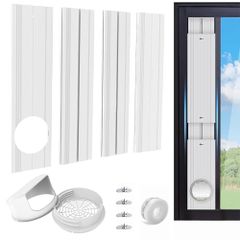 [New] Window Duct Panels, Set of 4, Fits Window Frames 67-239cm High, with Rainproof Cover, for 13cm & 15cm Diameter Exhaust Hoses, Improves Sealing, Compatible with Spot Coolers, Portable Air Conditioners, and Mobile Cooler Exhaust, for Sliding Windows, Hung Windows, and Patio Windows, Japanese Instructions Included 858e48bc
