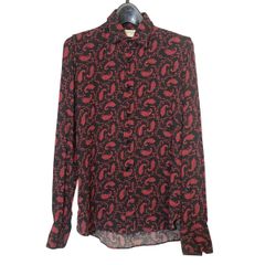 SAINT LAURENT レオパード柄 長袖シャツ レッド | Mercari