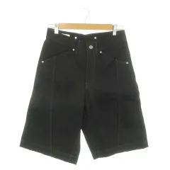 ザラ ZARA デニム ジーンズ 36 黒 ブラック ショート丈 無地 リベット装飾 /MN4 ■GY58