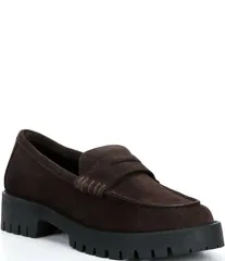 スティーブ マデン レディース シューズ スリッポン・ローファー プラットフォーム スエード Steve Madden Langsten Suede Platform Lug Sole Penny Lのサムネイル