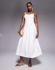 リバーアイランド レディース トップス ワンピース ミディワンピース ミディ River Island corset midi dress WHITE ホワイト