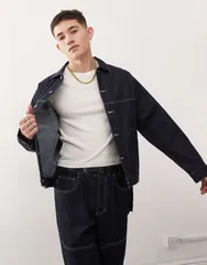 グラミチ メンズ アウター ジャケット・ブルゾン ジャケット Gramicci meadows ranch jacket in raw rinse part of a set NAVY ネイビーのサムネイル