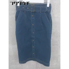 ◇ ◎ JUSGLITTY ウエストベルト付 インディゴ染め デニム調 膝下丈 スカート サイズ0 インディゴ レディース 【中古】 【1101260005008】のサムネイル