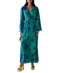 ウエアハウス レディース トップス ワンピース シフォン マキシ Warehouse Chiffon Wrap Knot Front Maxi Dress Green グリーンのサムネイル