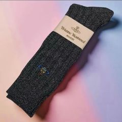 ヴィヴィアン ハイソックス 靴下 ミックス グレー 23〜25cm 刺繍 廃盤
