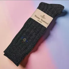 ヴィヴィアン ハイソックス 靴下 ミックス グレー 23〜25cm 刺繍 廃盤 ヴィヴィアンウエストウッド ソックス 日本製 viviennewestwoodのサムネイル
